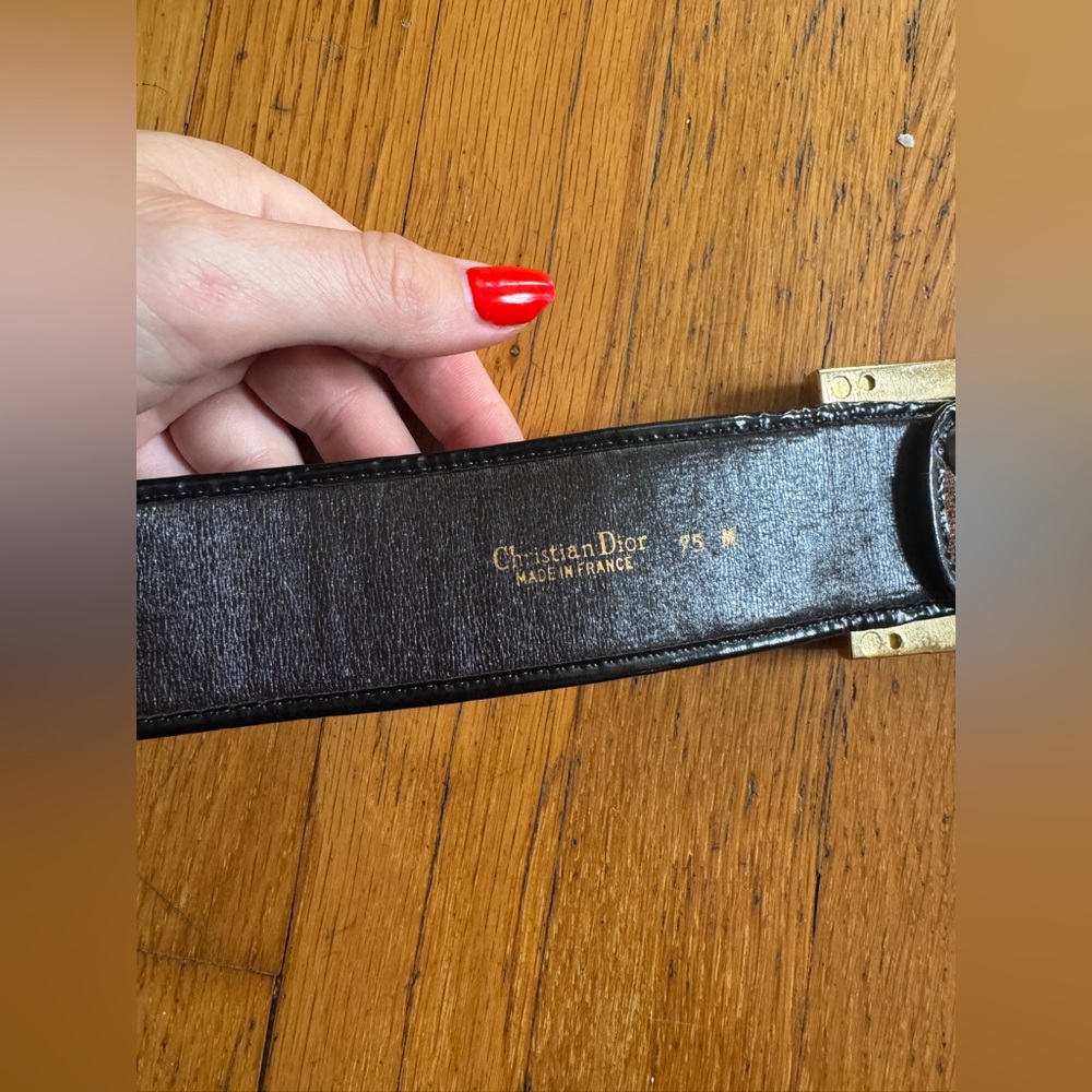 70s Vintage Dior Trotter Print Belt w Gold Tone Buckle - Picture 4 of 8